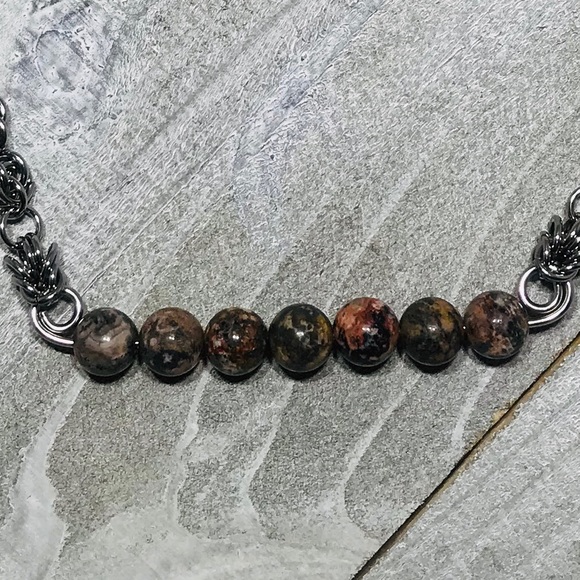 Artisan Leopard Skin Jasper Sweet Pea Necklace - Picture 5 of 5